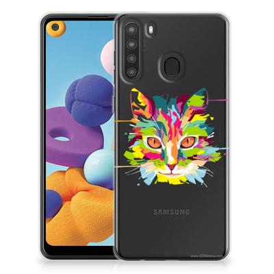 Samsung Galaxy A21 Telefoonhoesje met Naam Cat Color Samsung Galaxy A21 Telefoonhoesje met Naam Cat Color