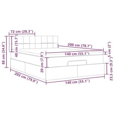 Ottoman bed met matras en LED's 140x200cm fluweel roze