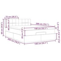 Ottoman bed met matras en LED's 140x200cm fluweel roze - thumbnail