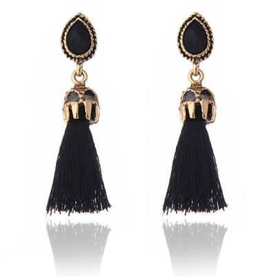 1 paar lange Tassel Earrings voor vrouwen Fashion sieraden Gifts(Black)