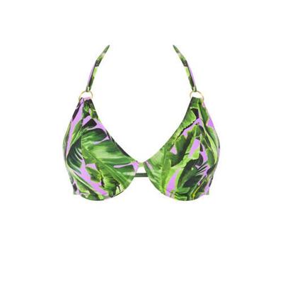 Freya halter bikinitop Jungle Oasis met all over print groen/lila Freya halter bikinitop Jungle Oasis met all over print groen/lila