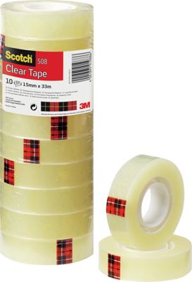 Plakband scotch 508 15mmx33m transparant 10 rollen