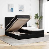 Ottoman bed met matrassen 200x200cm fluweel zwart - thumbnail