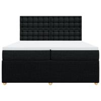 Boxspring met matras stof zwart 200x200 cm - thumbnail