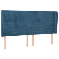 Hoofdbord met randen 203x23x118/128 cm fluweel donkerblauw - thumbnail