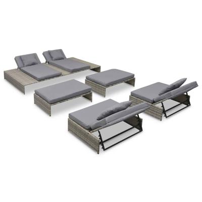 5-delige Loungeset met kussens poly rattan grijs