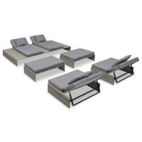 5-delige Loungeset met kussens poly rattan grijs - thumbnail