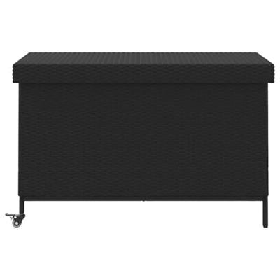 Tuinbox met wielen 110x55x73 cm poly rattan zwart Tuinbox met wielen 110x55x73 cm poly rattan zwart