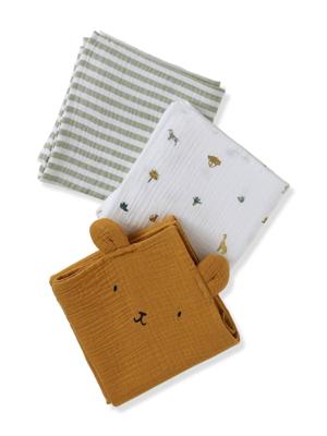 Set van 3 lange luiers in katoenen gaas SAVANA meerkleurig Set van 3 lange luiers in katoenen gaas SAVANA meerkleurig