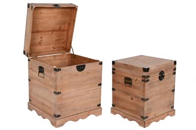 Kofferset DKD Home Decor Metaal Spar Sparrenhout Orientaals 50 x 50 x 61 cm 48 x 48 x 61 cm 50 x 50 x 60 cm (2 Stuks) (1 Stuks)