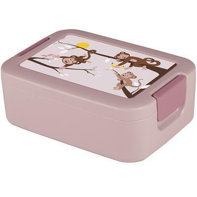 Sunware lunchbox met bentobakje aap roze / donkerroze Sunware lunchbox met bentobakje aap roze / donkerroze
