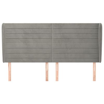 Hoofdbord met randen 183x23x118/128 cm fluweel lichtgrijs