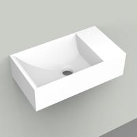 Fontein Arcqua Marble Free 40x22x12 cm Rechts Zonder Overloop en Kraangat Mat Wit Arcqua - thumbnail