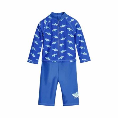 Playshoes zwempak lange mouw Haai Blauw-74-80