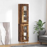Hoge kast 2 pcs Oud Hout Glas - thumbnail
