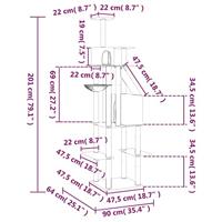 VidaXL Kattenmeubel met sisal krabpalen 201 cm lichtgrijs - thumbnail