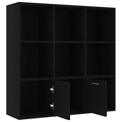 Boekenkast 98x30x98 cm bewerkt hout zwart
