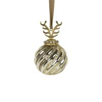 Kerstbal gewei glas goud Ø8cm - thumbnail
