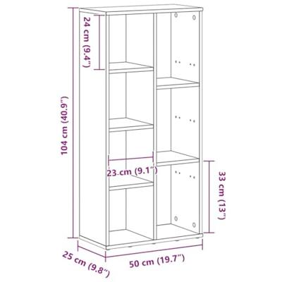 Boekenkast 50x25x104 cm bewerkt hout zwart eikenkleurig - thumbnail