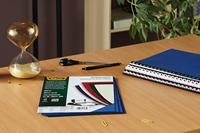 Fellowes omslagen, ft A4, karton lederlook, 250 micron, pak van 25 stuks, blauw - thumbnail