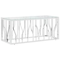 Salontafel 110x45x45 cm roestvrij staal en glas - thumbnail