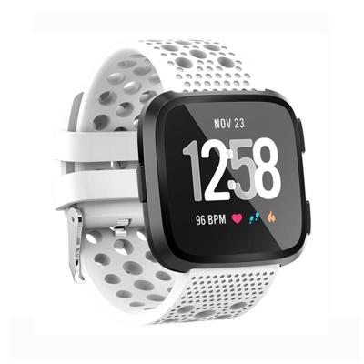 Slimme horloge ontlucht cirkel gat polsband horlogeband voor Fitbit versa (wit)