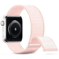 Nylon sport loop band - Lichtroze - Extra sterke klittenbandsluiting - Geschikt voor Apple Watch 38mm / 40mm / 41mm / 42mm - thumbnail