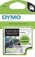 Labeltape Dymo LabelManager D1 nylon 12mm zwart op wit - thumbnail