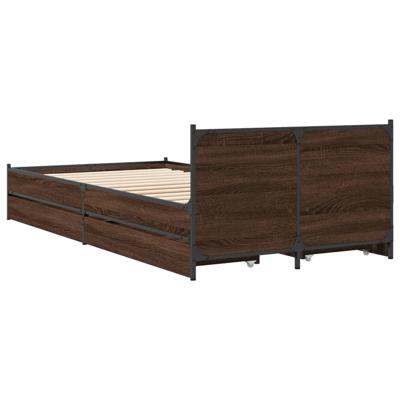 Bedframe met lades bewerkt hout bruin eikenkleur 75x190 cm