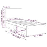 Bedframe met hoofdeinde Zwart 100 x 200 cm Massief grenenhout - thumbnail