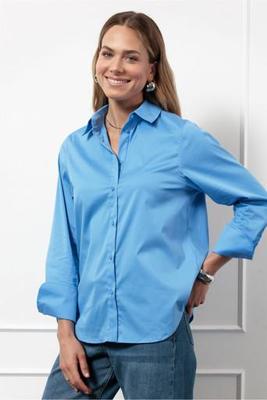 Mila poplin blouse - shirt blue - 13058