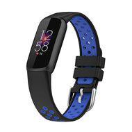 Fitbit Luxe - Siliconen sportbandje - Maat: Large - Zwart + blauw - thumbnail