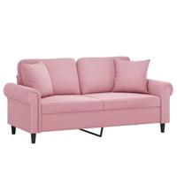 Tweezitsbank met sierkussens 140 cm fluweel roze - thumbnail