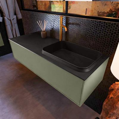 Badkamermeubelset Mondiaz Erin 120 cm met 1 Lade met RIDGE Wastafel Rechts Urban met 1 kraangat Greeploos Mat Army Badkamermeubelset Mondiaz Erin 120 cm met 1 Lade met RIDGE Wastafel Rechts Urban met 1 kraangat Greeploos Mat Army