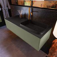 Badkamermeubelset Mondiaz Erin 120 cm met 1 Lade met RIDGE Wastafel Rechts Urban met 1 kraangat Greeploos Mat Army - thumbnail