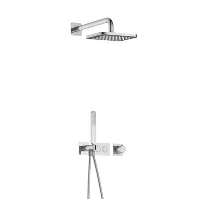 Hotbath Gal - Inbouw Regendoucheset - Chroom - Thermostatisch - Wandarm 35 cm - Hoofddouche 220 mm - Staafhanddouche