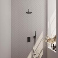 Black Edition thermostatische inbouw regendouche set met 3-weg omstelling, mat zwart - thumbnail
