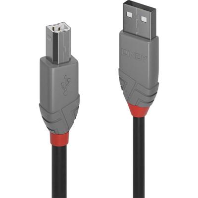 Lindy 36677 USB-kabel 10 m 2.0 USB A USB B Zwart, Grijs, Rood