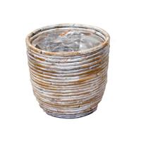Rotan plantenmand whitewash 18x16cm - thumbnail