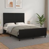 Bedframe met hoofdbord kunstleer zwart 140x200 cm - thumbnail