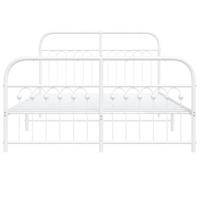 Bedframe met hoofd- en voeteneinde metaal wit 137x190 cm - thumbnail