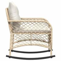 Tuinschommelstoel met kussens poly rattan beige - thumbnail