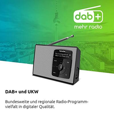 TechniSat DIGITRADIO 2 Radio DAB+, VHF (FM) DAB+, FM, Bluetooth Wekfunctie Zwart/wit
