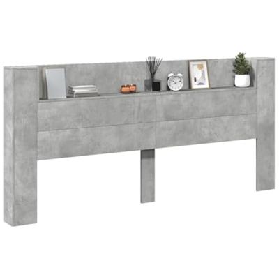 Hoofdbordkast met LED-verlichting 220x16,5x103,5 cm betongrijs Hoofdbordkast met LED-verlichting 220x16,5x103,5 cm betongrijs