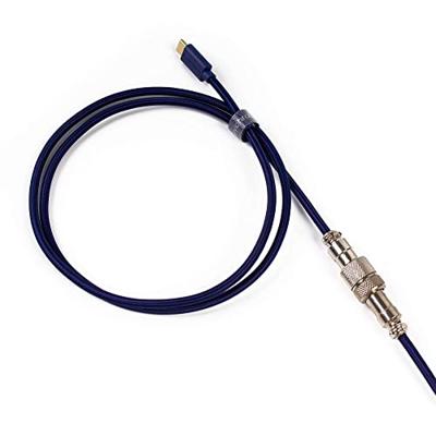 Keychron opgerolde Aviator-kabel - Mechanische toetsenbordkabel, Type-C, 5-pins (GX12), Blauw