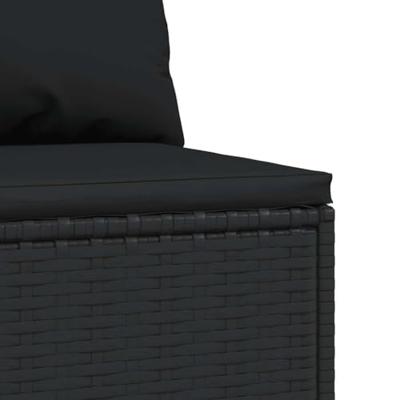 Tuinmiddenbank met kussens poly rattan zwart - thumbnail
