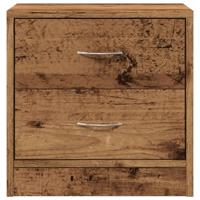 Nachtkastje 40x30x40 cm bewerkt hout oud houtkleurig - thumbnail