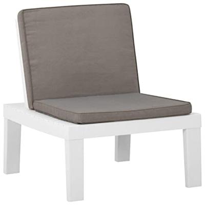 VidaXL Loungestoel met kussen kunststof wit
