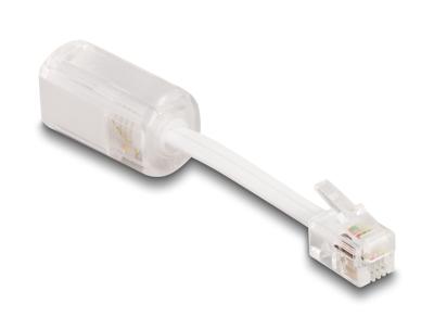 Delock Snoerontwarder Adapter [1x RJ10-stekker 4p4c - 1x RJ10-bus 4p4c] 0.03 m Transparant, Wit