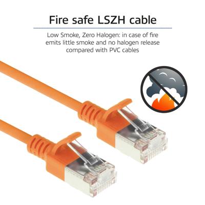 ACT DC7101 LSZH U/FTP CAT6A Datacenter Slimline Patchkabel Snagless | RJ45 Connectoren | Oranje | 1 meter